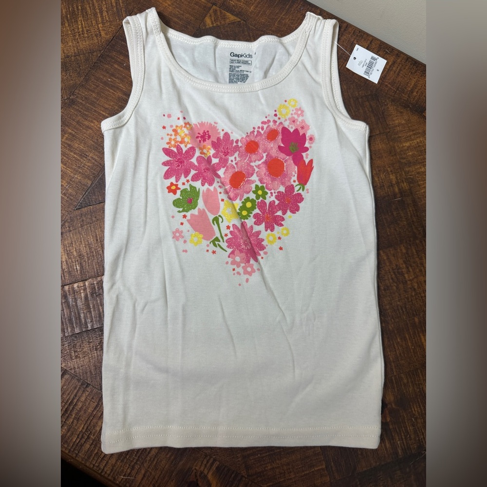 NWT Gap Kids 6 Girls Sparkly Floral Tank‎ Top